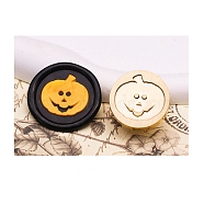 Halloween Series Wax Seal Brass Stamp Heads, for Wax Seal Stamp, Golden, Pumpkin, 25x14mm, Inner Diameter: 7mm(AJEW-M039-01A)