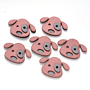 Faux Suede Patches, Costume Ornament Accessories, for Magic Tape Hair Clip Making, Dog, Pink, 35x48x4.5mm(FIND-R075-42)