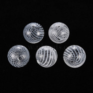 Transparent Handmade Blown Glass Globe Beads, Stripe Pattern, Round, White, 19~21mm, Hole: 1.5~2.2mm(GLAA-T012-33C)