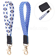 2Pcs 2 Colors Nylon Hand Wrist Lanyard for Phone Decoration Key Chain, with Zinc Alloy Swivel Lobster Clasps Clips, Mixed Color, 200x20.5mm, 1pc/color(FIND-GO0001-01B)