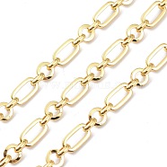 Brass Figaro Chain, with Spool, Unwelded, Real 18K Gold Plated, 12x7x1.5mm, 6.5x5x2mm and 7x1.5mm(CHC-D028-22G)