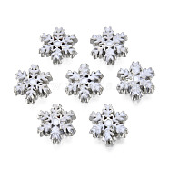 Alloy Enamel Cabochons, Fit Floating Locket Charms, Snowflake, White, Platinum, 8.5~9x8x2mm(PALLOY-T054-21)