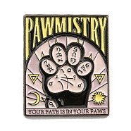 Cat Theme Tarot Card Enamel Pins, Gunmetal Alloy Brooches for Backpack Clothes, Word Your Fate Is In Your Paws, Paw Print, 30.5x25.5x2mm(JEWB-Z009-07A)
