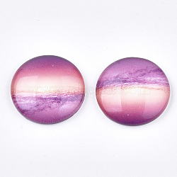 Starry Sky Pattern Printed Glass Cabochons, Half Round/Dome, Colorful, 25x6~6.5mm(X-GGLA-N004-25mm-D73)