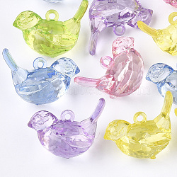 Transparent Acrylic Pendants, Faceted, Bird, Mixed Color, 23x36.5x19.5mm, Hole: 2.5mm, about 87pcs/500g(TACR-S133-028)