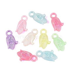Opaque Plastic Pendants, Corn with Smling Face Charm, AB Color Plated, Mixed Color, 20x10.5x6mm, Hole: 3mm, about 1000pcs/500g(KY-Q010-02)