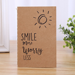 A6 Rectangle Kraft Paper Notebooks, for Office & School Supplies, Word Smile More Worry Less, Sun, 140x105mm(PW-WG95001-10)