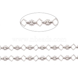 Non-Tarnish 304 Stainless Steel Rhombus & Sun Link Chains, Unwelded, Stainless Steel Color, Rhombus: 13.5x13.5x1.5mm, Sun: 10x10x1mm(CHS-F017-11P)