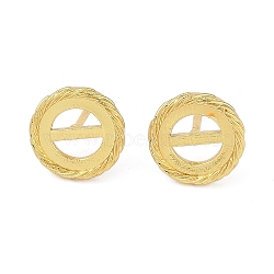 Brass Stud Earring Findings, with Tray, Rack Plating, Long-Lasting Plated, Flat Round, Golden, Tray: 10mm, 12mm, Pin: 12x1mm(KK-F891-08G)