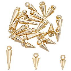 24Pcs 3 Style Brass Charms, Cone Charm, Light Gold, 10~16x4~5mm, Hole: 1.2~1.8mm, 8pcs/style(KK-UN0001-43)