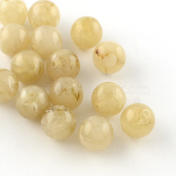 Round Imitation Gemstone Acrylic Beads, Dark Khaki, 8mm, Hole: 2mm(X-OACR-R029-8mm-14)