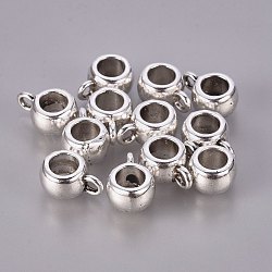 Tibetan Style Hangers, Bail Beads, Cadmium Free & Nickel Free & Lead Free, Barrel, Antique Silver, about 11.5mm long, 8mm wide, 5.5mm thick, 4.8mm inner diameter, hole: 2mm(LF10439Y-NF)
