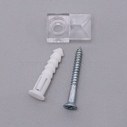 Plastic Holder Clips, for Closet, Mirror, Clear, 21.5~31.5x12.5x6.5~8x8mm, Hole: 5mm, pin: 3.5~5.5mm(FIND-WH0053-41)