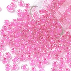 6/0 Glass Seed Beads, Transparent Inside Colours Luster, Round Hole, Round, Orchid, 6/0, 4~5x2.5~4.5mm, Hole: 1.2mm, about 4500pcs/bag(SEED-A015-4mm-2217)