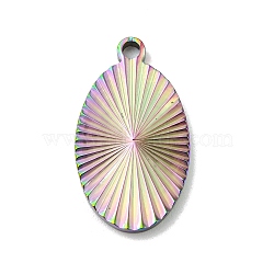 Ion Plating(IP) 304 Stainless Steel Pendants, Oval Charm, Rainbow Color, 22.5x13x1.9mm, Hole: 1.6mm(STAS-D025-05M-02)
