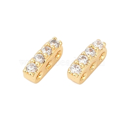 Brass Micro Pave Clear Cubic Zirconia Spacer Bars, Real 18K Gold Plated, 8x2x3.5mm, Hole: 0.8mm(KK-P302-20G)