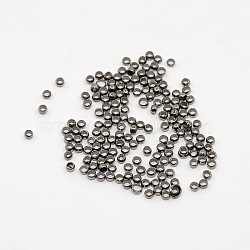Brass Crimp Beads, Rondelle, Gunmetal, about 2mm in diameter, 1.2mm long, hole: 1.2mm(E002-B)