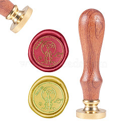 DIY Scrapbook, Brass Wax Seal Stamp and Wood Handle Sets, Universe, Golden, 8.9x2.5cm, Stamps: 25x14.5mm(AJEW-WH0100-199)