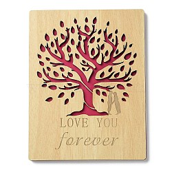 Wooden Greeting Cards, with Red Paper InsidePage, Rectangle with Tree Pattern, Wheat, 150x115x7mm(DIY-XCP0002-68)
