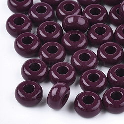 Opaque Acrylic European Beads, Large Hole Beads, Rondelle, Dark Red, 13x7mm, Hole: 5mm, about 700pcs/500g(SACR-T344-06D)
