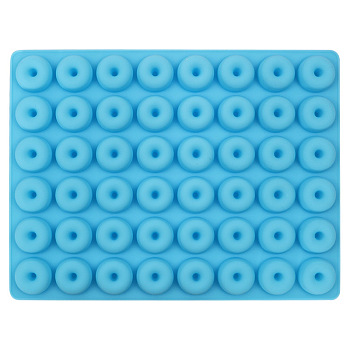 Silicone Non-Stick 48-Cup Standard Donut Pan, with Dropper, Baking Doughnuts Tin Tray Cake Mold, Sky Blue, 200x150x20x12mm