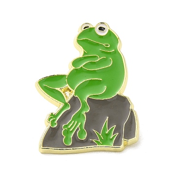 Frog Enamel Pins, Light Gold Zinc Alloy Brooch for Backpack Clothes, Nuggets, 31x22.5x1.5mm