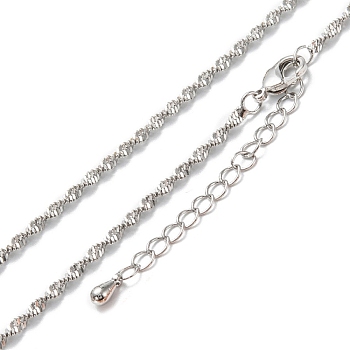 Brass Rope Chain Necklaces, Long-Lasting Plated, Real Platinum Plated, 15.94 inch(40.5cm)