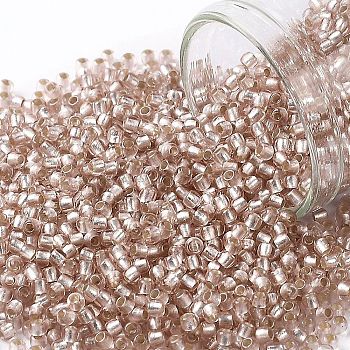TOHO Round Seed Beads, Japanese Seed Beads, (31F) Silver Lined Frosted Rosaline, 11/0, 2.2mm, Hole: 0.8mm, about 5555pcs/50g