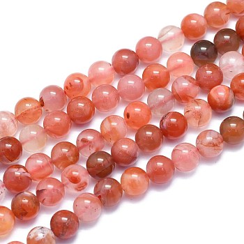 Natural South Red Agate Beads Strands, Round, 8~8.5mm, Hole: 0.8mm, about 46pcs/Strand, 15.08 inch(38.3cm)
