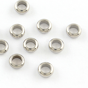 201 Stainless Steel Ring Spacer Beads, Stainless Steel Color, 5x2mm, Hole: 3mm