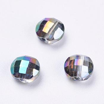 Imitation Austrian Crystal Beads, Grade AAA, Faceted, Flat Round, Colorful, 6x4mm, Hole: 0.7~0.9mm