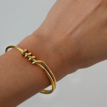 304 Stainless Steel Triple Knot Open Cuff Bangles for Women, Golden, Inner Diameter: 2.32x1.79 inch(5.9x4.55cm)