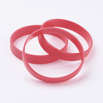 Silicone Wristbands Bracelets, Cord Bracelets, Red, 2-1/2 inch(63mm), 6x2mm