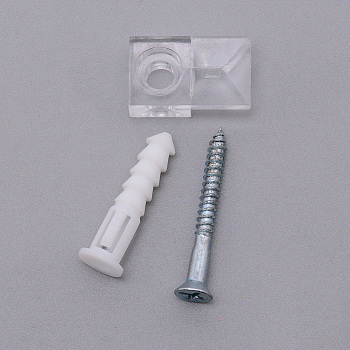 Plastic Holder Clips, for Closet, Mirror, Clear, 21.5~31.5x12.5x6.5~8x8mm, Hole: 5mm, pin: 3.5~5.5mm