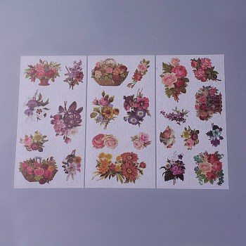 Scrapbook Stickers, Self Adhesive Picture Stickers, Mixed Flower, Colorful, 200x100mm