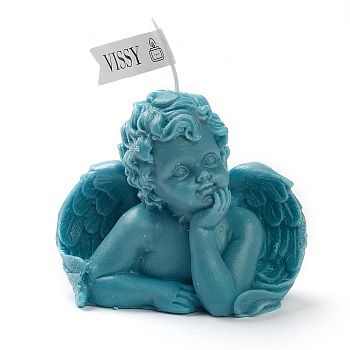 Cupid Shaped Aromatherapy Smokeless Candles, with Box, for Wedding, Party, Votives, Oil Burners and Christmas Decorations, Dark Turquoise, 9.7x6.15x8.2cm