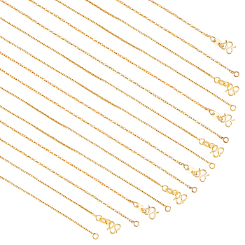 Elite 8Pcs 2 Style Brass Cable & Box Chain Necklaces Set for Men Women, Golden, 17.64~17.72 inch(44.8~45cm), 4Pcs/style