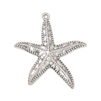 Tibetan Style Alloy Pendants, Starfish Charms, Antique Silver, 42.5x37.5x4mm, Hole: 1.6mm