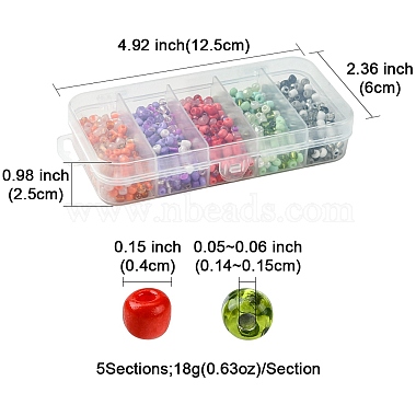 90G 5 Style Opaque & Transparent Inside Colours Glass Seed Beads(SEED-FS0001-15B)-4