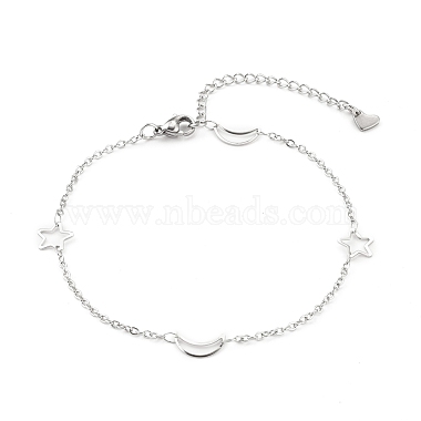 304 Stainless Steel Cable Chain Anklets(X-AJEW-H104-05P)-1