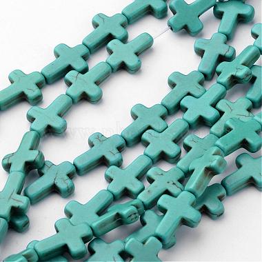 16mm DarkTurquoise Cross Synthetic Turquoise Beads