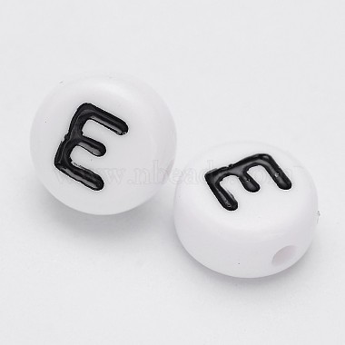 Flat Round with Letter E Acrylic Beads(X-PL37C9070-E)-2