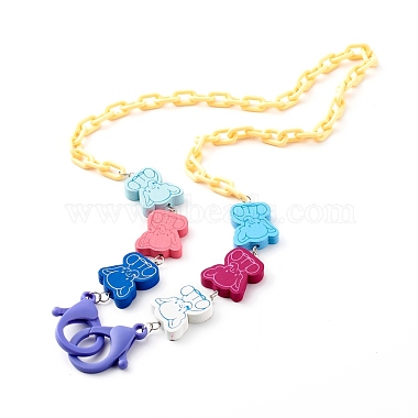 Printed Elephant Natural Dyed Wood Beaded Necklaces(NJEW-JN03527)-2