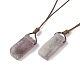 Natural Amethyst Nugget Pendant Necklace with Waxed Cord for Women(NJEW-F306-01C)-1
