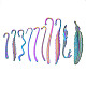 10Pcs 10 Style Rainbow Color Alloy Bookmark Findings with Hole(PALLOY-N163-201-NR)-1
