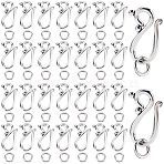 100Bags Tibetan Style Hook and Eye Clasps, Lead Free and Cadmium Free, Antique Silver, Hook: 12x20.5mm, Eye: 7.5mm, Hole: 5mm(FIND-SP0006-14)