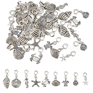 6 Sets Tibetan Style Alloy European Dangle Charms, Large Hole Beads, Ocean Theme, Mixed Shapes, Antique Silver, 24mm, Hole: 4.7mm, 9 styles, 1pc/style, 9pcs/set(PALLOY-DC0001-68)