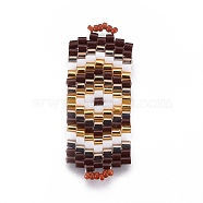 MIYUKI & TOHO Handmade Japanese Seed Beads Links, Loom Pattern, Rectangle, Colorful, 34~35x14~14.5x1.6~2mm, Hole: 1.8~2mm(SEED-E004-E05)