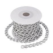 CHGCRAFT DIY Chain Necklace Making Kits, Including 3m Aluminium Curb Chain, 1Pc Spools, Platinum, 12x7x3mm(DIY-CA0002-78P)