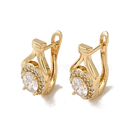 Brass Hoop Earrings, with Glass, Light Gold, 19.5x9.5mm(EJEW-L271-13KCG-02)